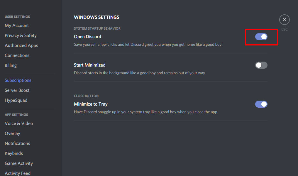 disable discord startup